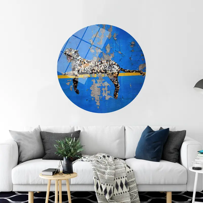 Elegant Bronx Zoo Leopard Graffiti Blue Printed Canvas