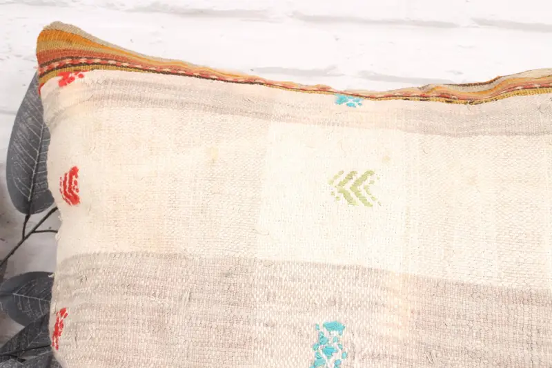 Cushion Case, 24x24 Beige Pillow Sham, Shabby Chic Pillow, Turkish Pillow, Vintage Pillow, Boho Pillow Sham Cover, Handmade Rug Seat Pillow Sham - 2