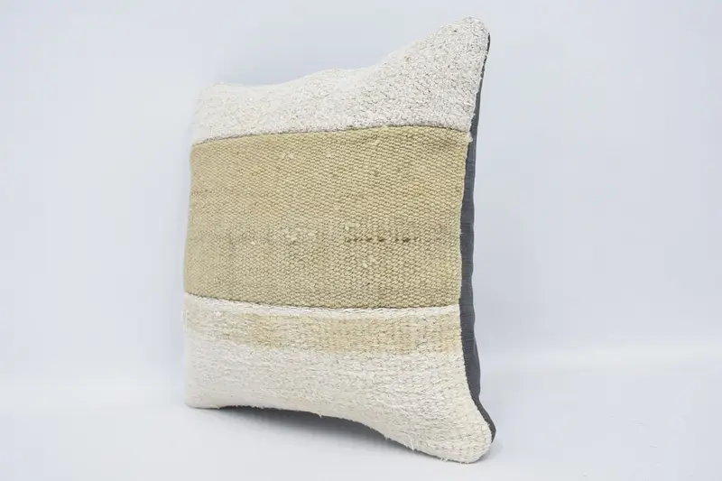 16x16 White Pillow Sham, Pillow Case, Pillow for Couch, Ethnic Cushion Case, Boho Pillow, Bolster Throw Pillow Cover, Handmade Kilim Cushion - 4