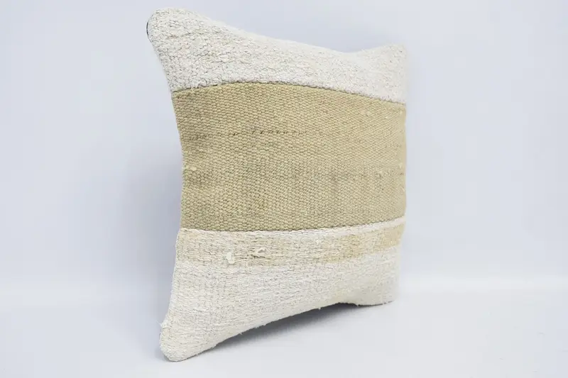16x16 White Pillow Sham, Pillow Case, Pillow for Couch, Ethnic Cushion Case, Boho Pillow, Bolster Throw Pillow Cover, Handmade Kilim Cushion - 3