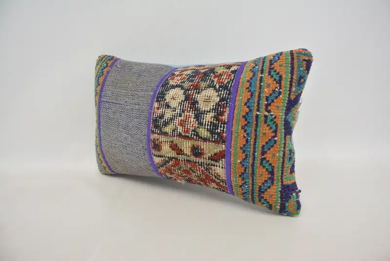 Turkish Pillow, Interior Designer Pillow, Vintage Kilim Pillow, Anatolian Cushion Case, Ethnic Cushion Cover, Pillow Cover, 12x20 Blue Cushion Cover - 4