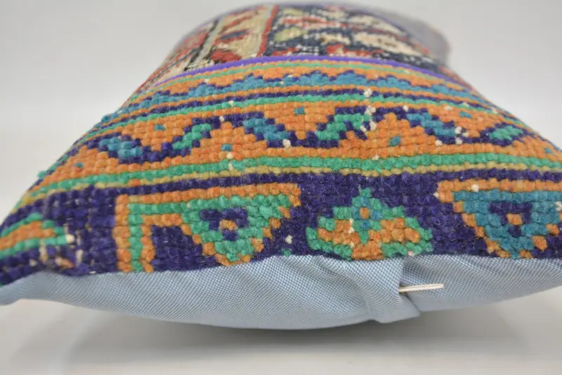 Turkish Pillow, Interior Designer Pillow, Vintage Kilim Pillow, Anatolian Cushion Case, Ethnic Cushion Cover, Pillow Cover, 12x20 Blue Cushion Cover - 5