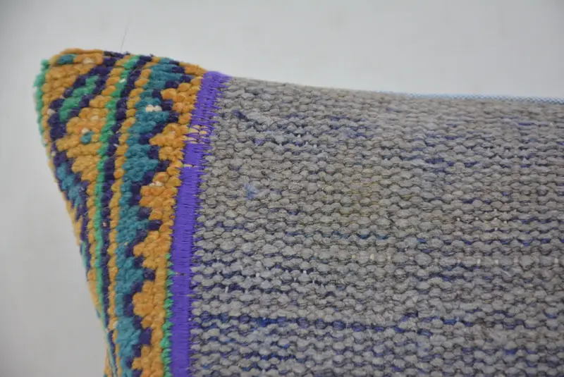 Turkish Pillow, Interior Designer Pillow, Vintage Kilim Pillow, Anatolian Cushion Case, Ethnic Cushion Cover, Pillow Cover, 12x20 Blue Cushion Cover - 2