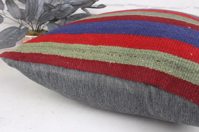 Floor Cushion Case, Ethnic Cushion, Antique Pillows, Boho Pillow Sham Cover, Kilim Pillow Cover, Cushion, 24x24 Red Cushion Case - 7