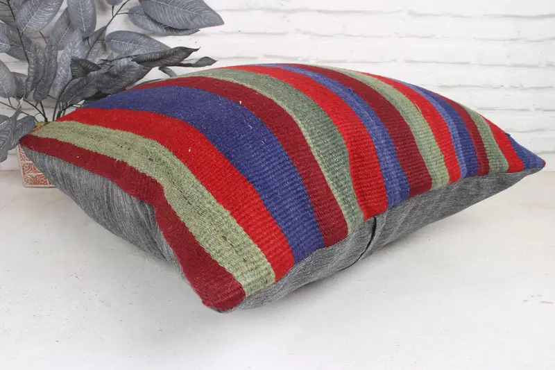 Floor Cushion Case, Ethnic Cushion, Antique Pillows, Boho Pillow Sham Cover, Kilim Pillow Cover, Cushion, 24x24 Red Cushion Case - 6