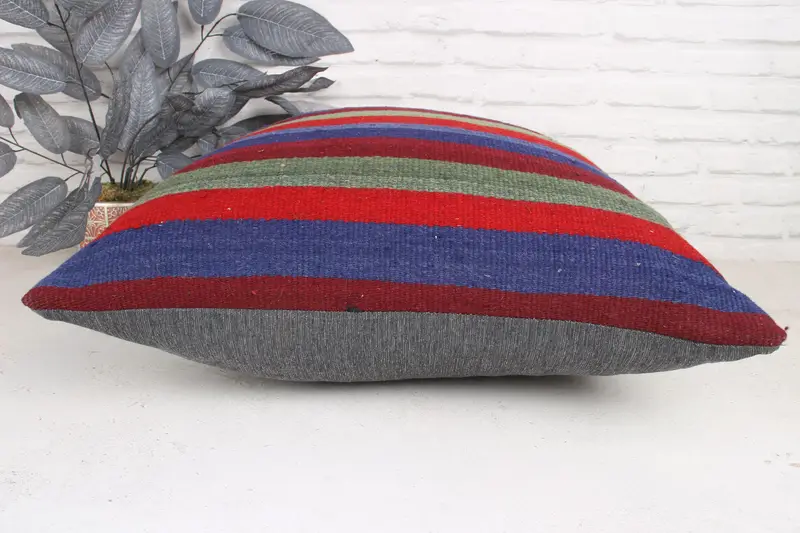 Floor Cushion Case, Ethnic Cushion, Antique Pillows, Boho Pillow Sham Cover, Kilim Pillow Cover, Cushion, 24x24 Red Cushion Case - 5