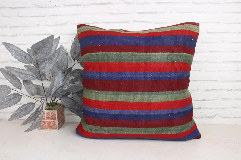 Floor Cushion Case, Ethnic Cushion, Antique Pillows, Boho Pillow Sham Cover, Kilim Pillow Cover, Cushion, 24x24 Red Cushion Case - 1