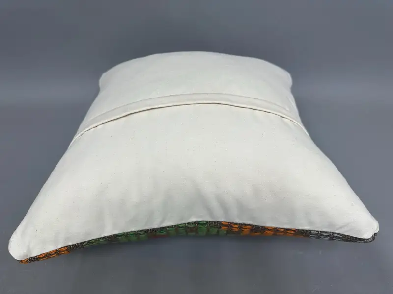 Crochet Pattern Cushion, Antique Pillows, Turkish Pillow, Cushion Cover, 18x18 Orange Cushion Case, Bohemian Cushion Pillow, Turkish Kilim Pillow - 7