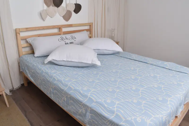 Bedspread, House Warming Gift, Shower Curtain, Throw Blanket, Personalized Blanket, 70x60 Cotton Fish Design Towel, Wedding Gift Customized Blanket - 7