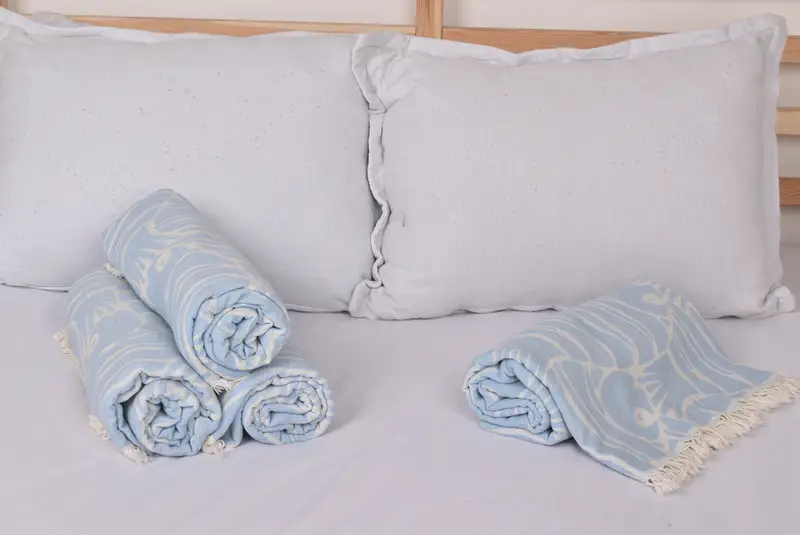 Bedspread, House Warming Gift, Shower Curtain, Throw Blanket, Personalized Blanket, 70x60 Cotton Fish Design Towel, Wedding Gift Customized Blanket - 5