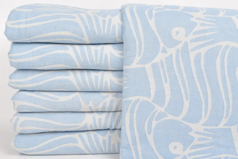 Bedspread, House Warming Gift, Shower Curtain, Throw Blanket, Personalized Blanket, 70x60 Cotton Fish Design Towel, Wedding Gift Customized Blanket - 2