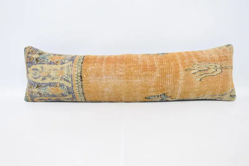 Throw Pillow Sham, 30x107 cm Orange Euro Sham, Rectangle Antique Cushion - 1