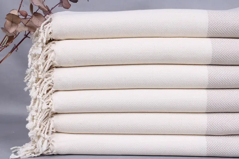 Organic Turkish Towel Light Beige, Handmade, 36x71 Inches