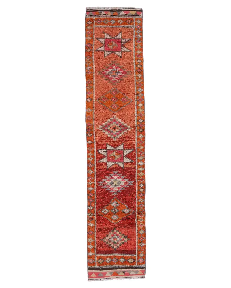 Canlı Turuncu Halı, 2,4x11,1 ft Hayvan Baskısı