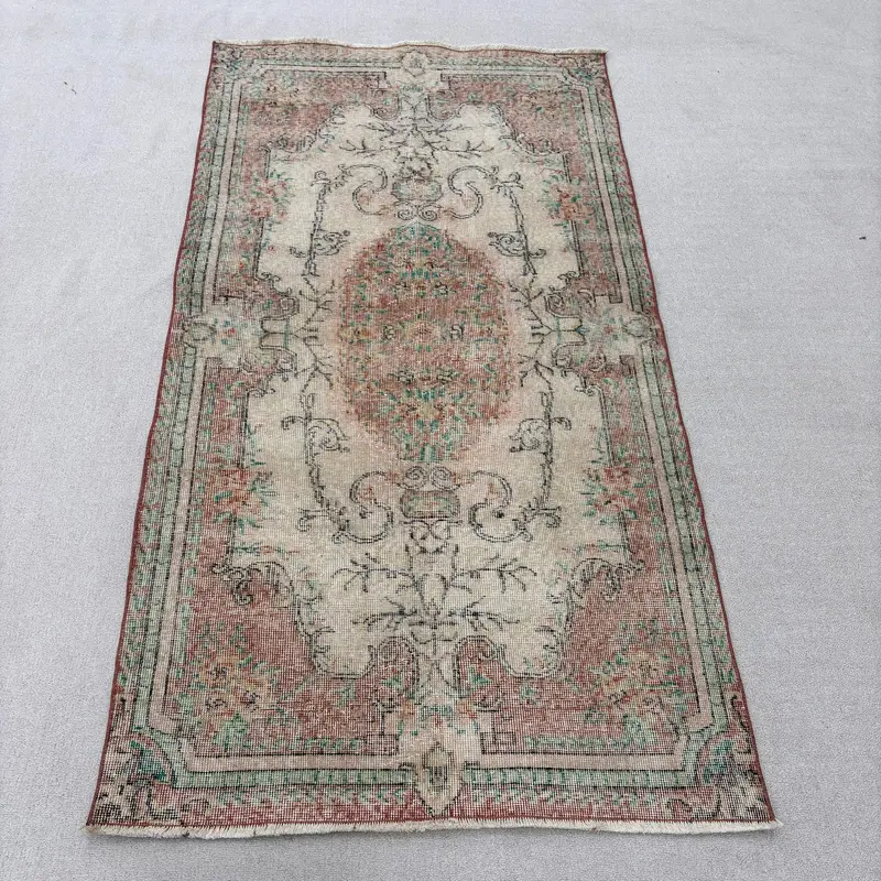 Vintage 3.6x6.7 ft Rug, Turkish Area Rug, Red Rug - 1