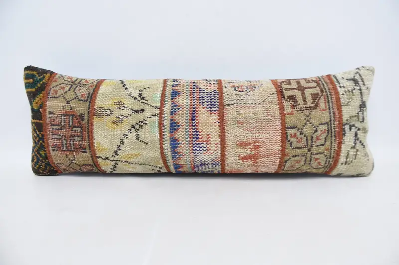 Vintage Kilim Pillow, Car Pillow Case, Kilim Cushion Sham, Pillow, Interior Designer Pillow, 12x36 Blue Pillow Case, Square Throw Cushion Cover - 1