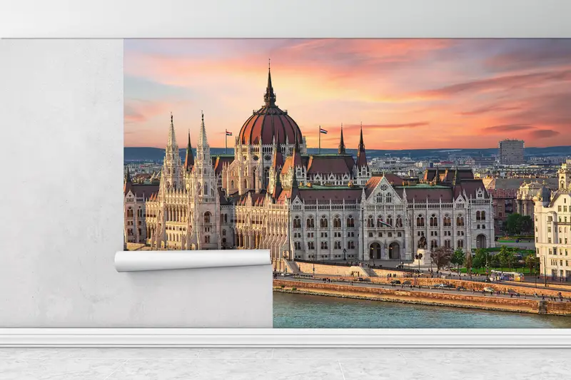 Paper Wall Art ,Modern Wall Paper,Hungarian Parliament Building,Wall Paper Peel and Stick,Hungarian Wallpaper, - 1