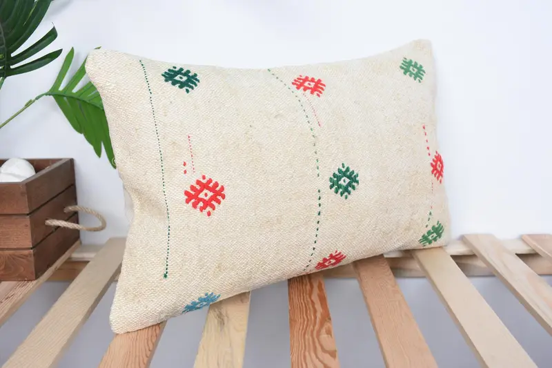 Pillow for Sofa, Cushion Case, Kilim Cushion Sham, Kilim Pillow Cover, 12x20 Beige Pillow Case, Pastel Pillow Cover, Aesthetic Pillow Sham - 4