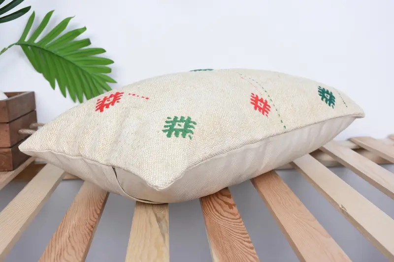 Pillow for Sofa, Cushion Case, Kilim Cushion Sham, Kilim Pillow Cover, 12x20 Beige Pillow Case, Pastel Pillow Cover, Aesthetic Pillow Sham - 6