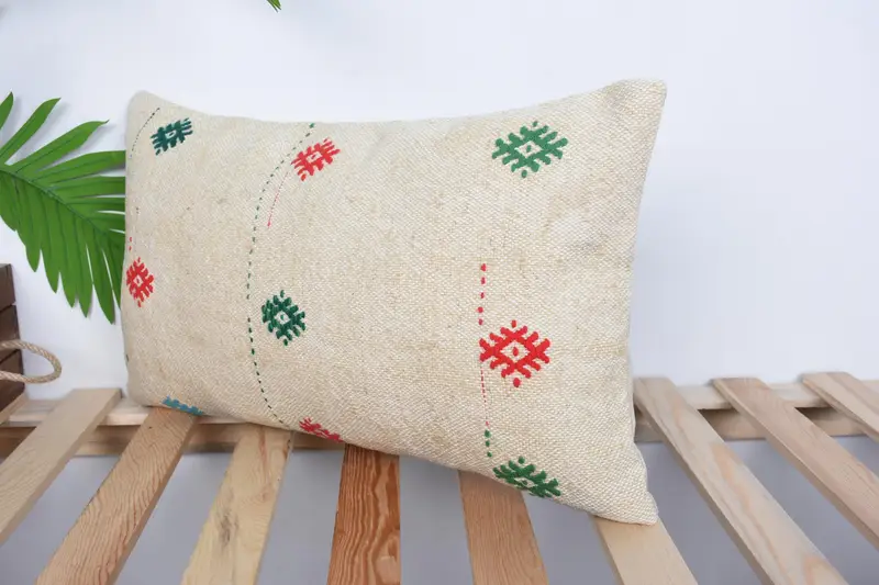 Pillow for Sofa, Cushion Case, Kilim Cushion Sham, Kilim Pillow Cover, 12x20 Beige Pillow Case, Pastel Pillow Cover, Aesthetic Pillow Sham - 5