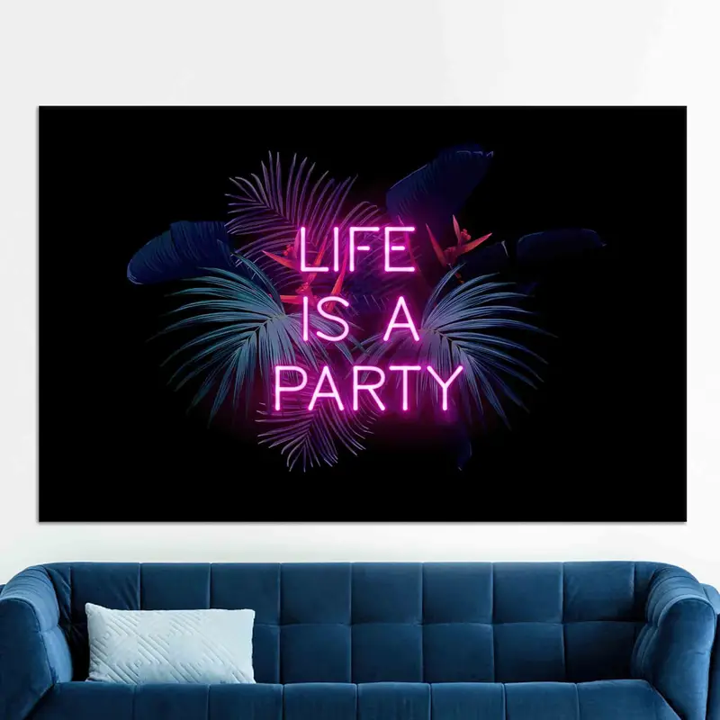 鮮やかなトロピカル パーティー デザイン プリント キャンバス - ネオン トロピカル バイブス