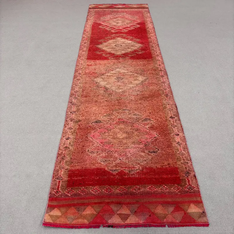 Alfombra Ombré roja, decoración moderna y elegante de 3x11,3 pies