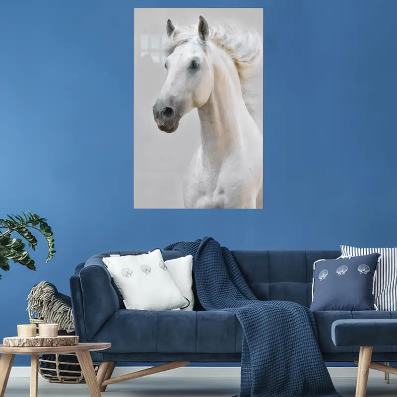 Zarif At Baskılı Cam - Beyaz, At Severler için Mükemmel Hediye