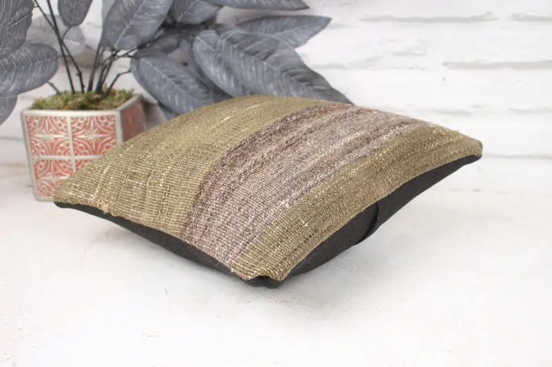 Handmade Kilim Cushion, 12x12 Brown Pillow, Pillow, Chair Pillow Case, Turkish Kilim Pillow, Ethnic Pillow Cover Cushion Case, Pillow for Sofa - 6