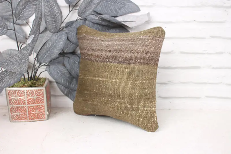 Handmade Kilim Cushion, 12x12 Brown Pillow, Pillow, Chair Pillow Case, Turkish Kilim Pillow, Ethnic Pillow Cover Cushion Case, Pillow for Sofa - 4