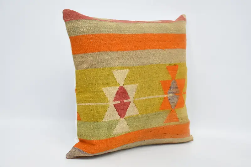 Cushion, Pattern Throw Cushion Cover, Kilim Cushion Sham, Christmas Pillow, Antique Pillows, 24x24 Orange Pillow, Boho Pillow - 3