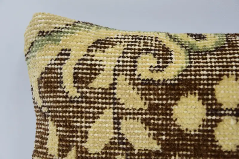 Vintage Kilim Throw Pillow, Kilim Cushion Sham, Sofa Cushion Case, Pillow Case, Boho Pillow, Decorative Throw Pillow Case, 8x16 Brown Pillow Sham - 2
