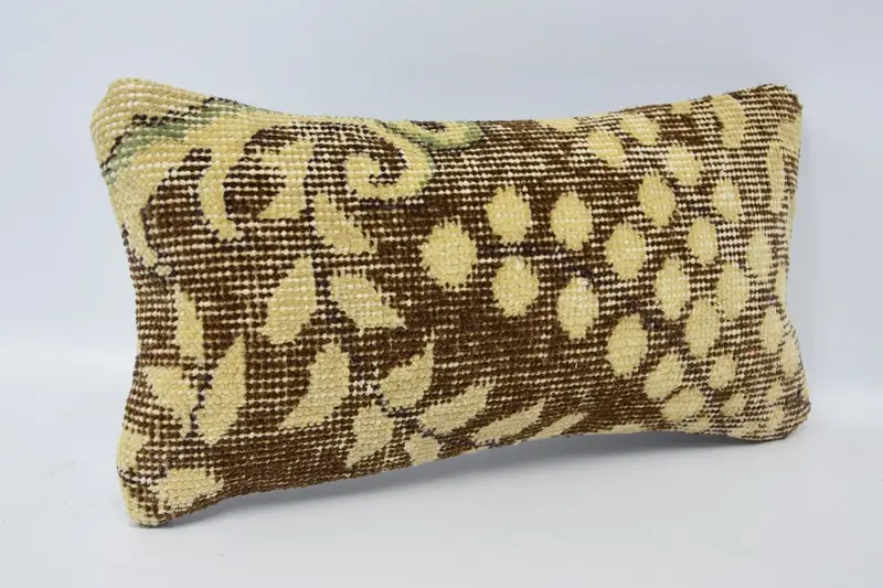 Vintage Kilim Throw Pillow, Kilim Cushion Sham, Sofa Cushion Case, Pillow Case, Boho Pillow, Decorative Throw Pillow Case, 8x16 Brown Pillow Sham - 3