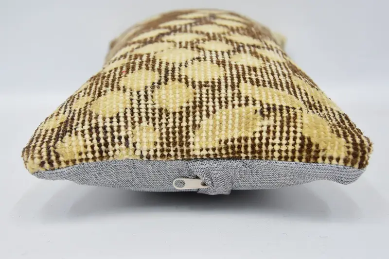 Vintage Kilim Throw Pillow, Kilim Cushion Sham, Sofa Cushion Case, Pillow Case, Boho Pillow, Decorative Throw Pillow Case, 8x16 Brown Pillow Sham - 5