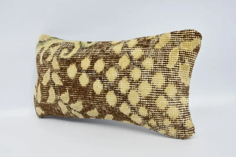 Vintage Kilim Throw Pillow, Kilim Cushion Sham, Sofa Cushion Case, Pillow Case, Boho Pillow, Decorative Throw Pillow Case, 8x16 Brown Pillow Sham - 4