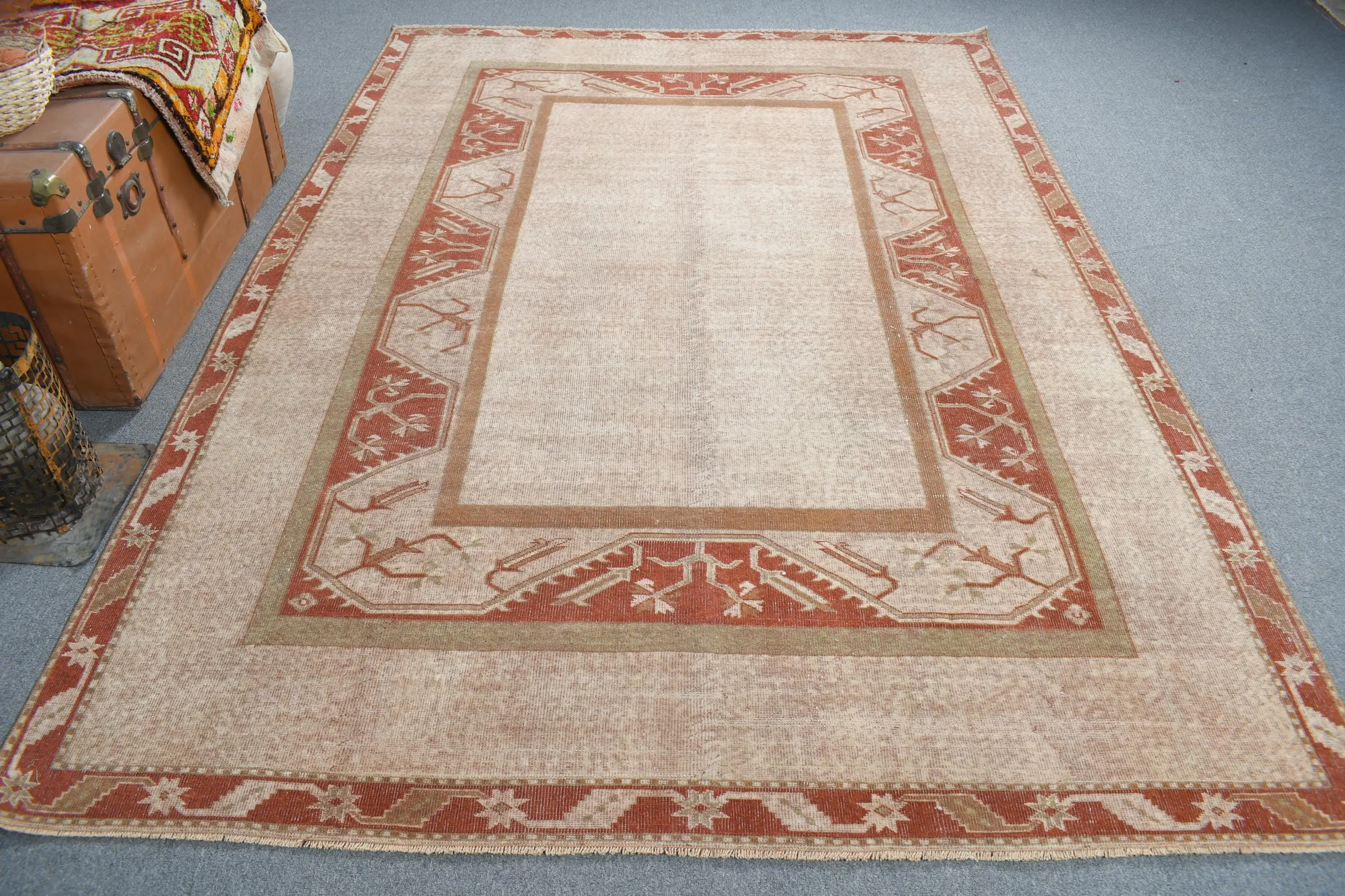 Vintage Halı, 6.46x9.3 ft Türk Halısı, Kahverengi Oryantal Yün Halı - 1