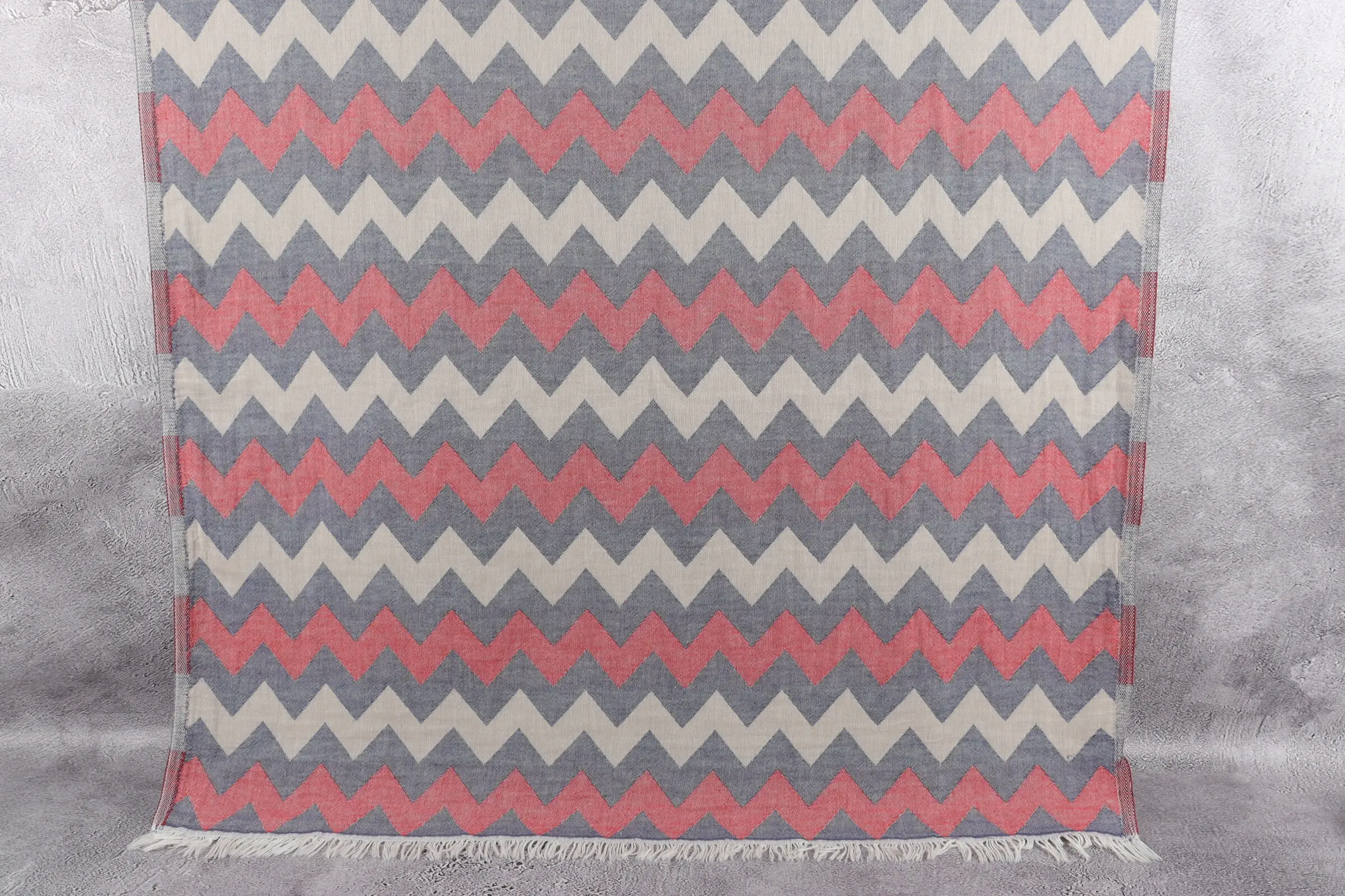 Beach Towel Aztec Patterned Turkish Cotton Red-Navy Blue, 34x63 Inches - 1