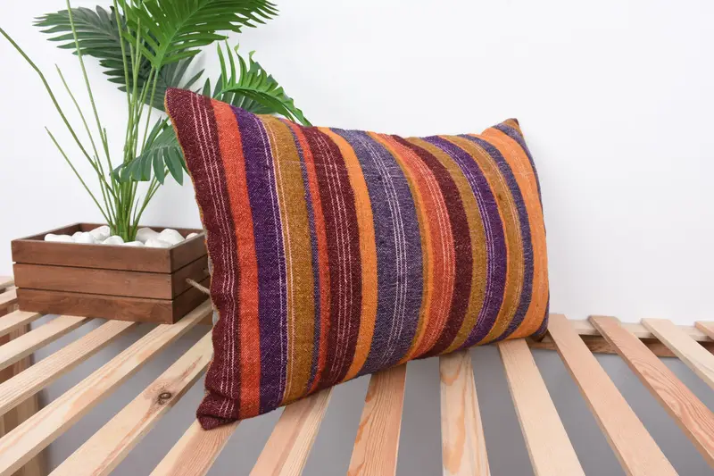 Cushion, 16x24 Blue Cushion, Boho Pillow Sham Cover, Customized Pillow Case, Sofa Pillow, Turkish Kilim Pillow, Gift Pillow, Retro Cushion Case - 4