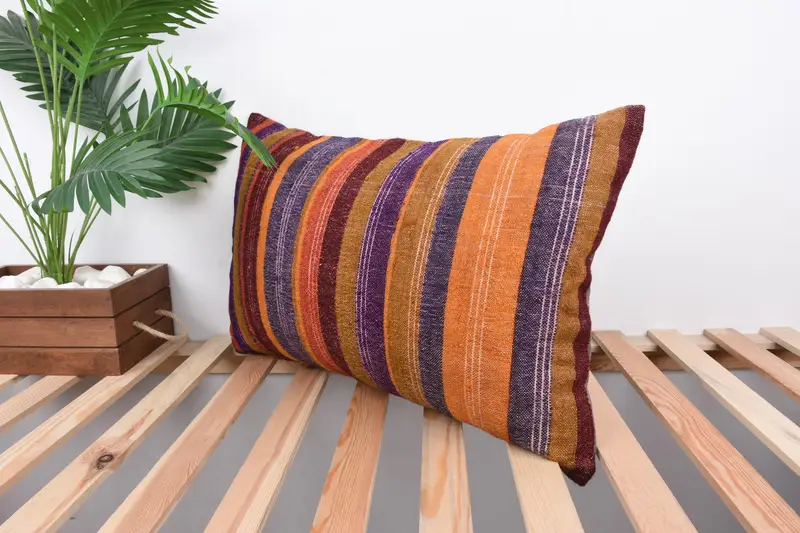 Cushion, 16x24 Blue Cushion, Boho Pillow Sham Cover, Customized Pillow Case, Sofa Pillow, Turkish Kilim Pillow, Gift Pillow, Retro Cushion Case - 5