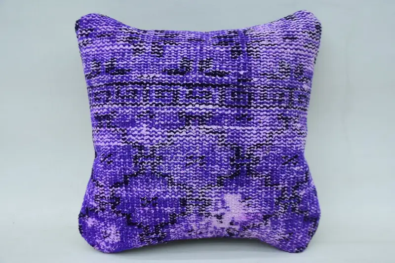 Aesthetic Cushion, Ethnical Kilim Rug Pillow, Vintage Kilim Throw Pillow, Boho Pillow Sham Cover, Pillow Sham, 12x12 Purple Cushion - 4