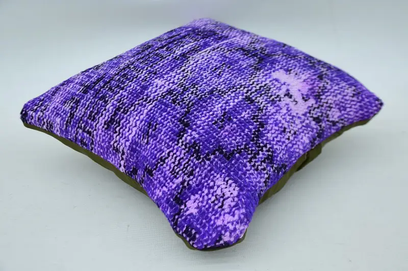 Aesthetic Cushion, Ethnical Kilim Rug Pillow, Vintage Kilim Throw Pillow, Boho Pillow Sham Cover, Pillow Sham, 12x12 Purple Cushion - 6