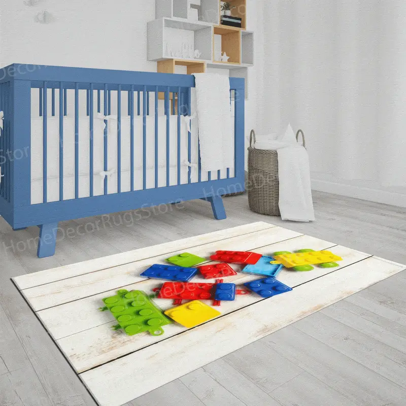 Vibrant Geometric Printed Rug for Modern Play and Game Rooms