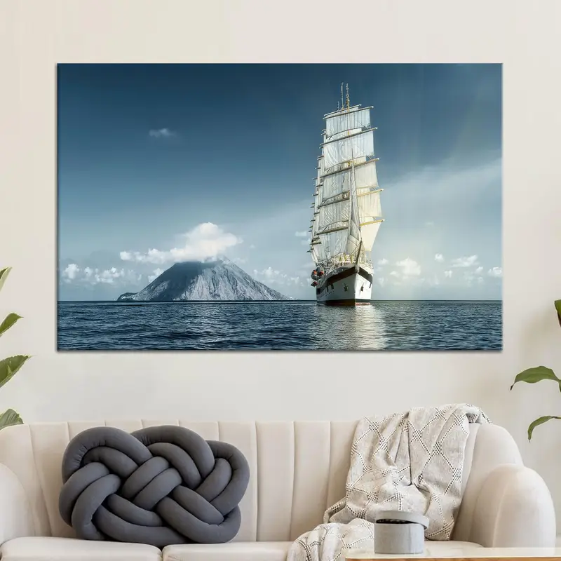 Elegant Tropical Sea Landscape Printed Canvas for Office Decor