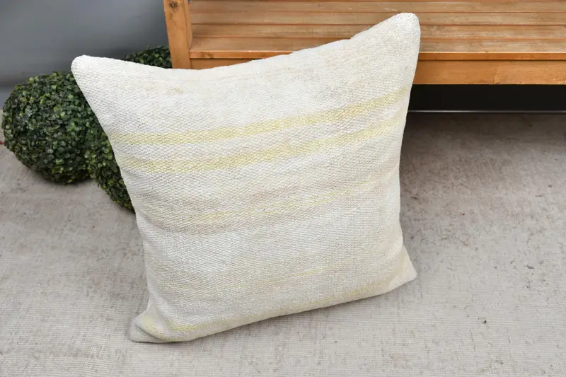 24x24 weißes Kissengehäuse, türkisches Kissen, Kissenbedeckung, türkisches Kilim -Kissen, Stuhlkissen, Geschenkkissen, Boho -Wurfkissenbedeckung - 7