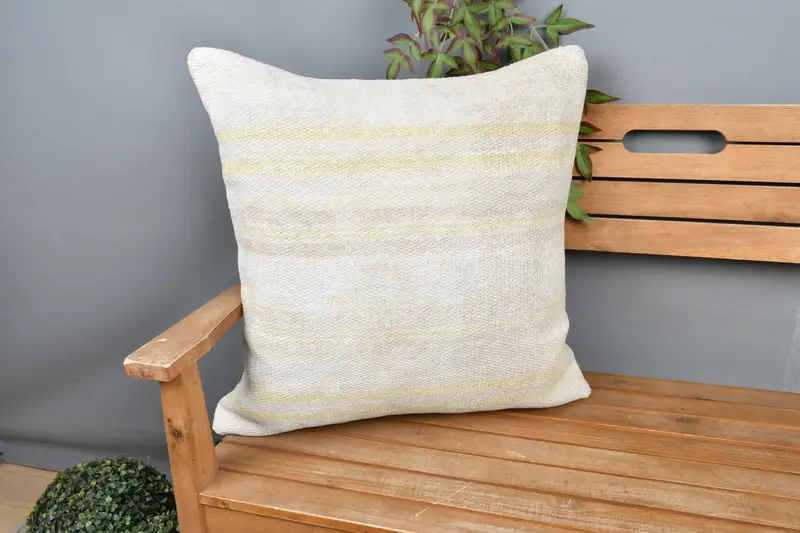 24x24 weißes Kissengehäuse, türkisches Kissen, Kissenbedeckung, türkisches Kilim -Kissen, Stuhlkissen, Geschenkkissen, Boho -Wurfkissenbedeckung - 1