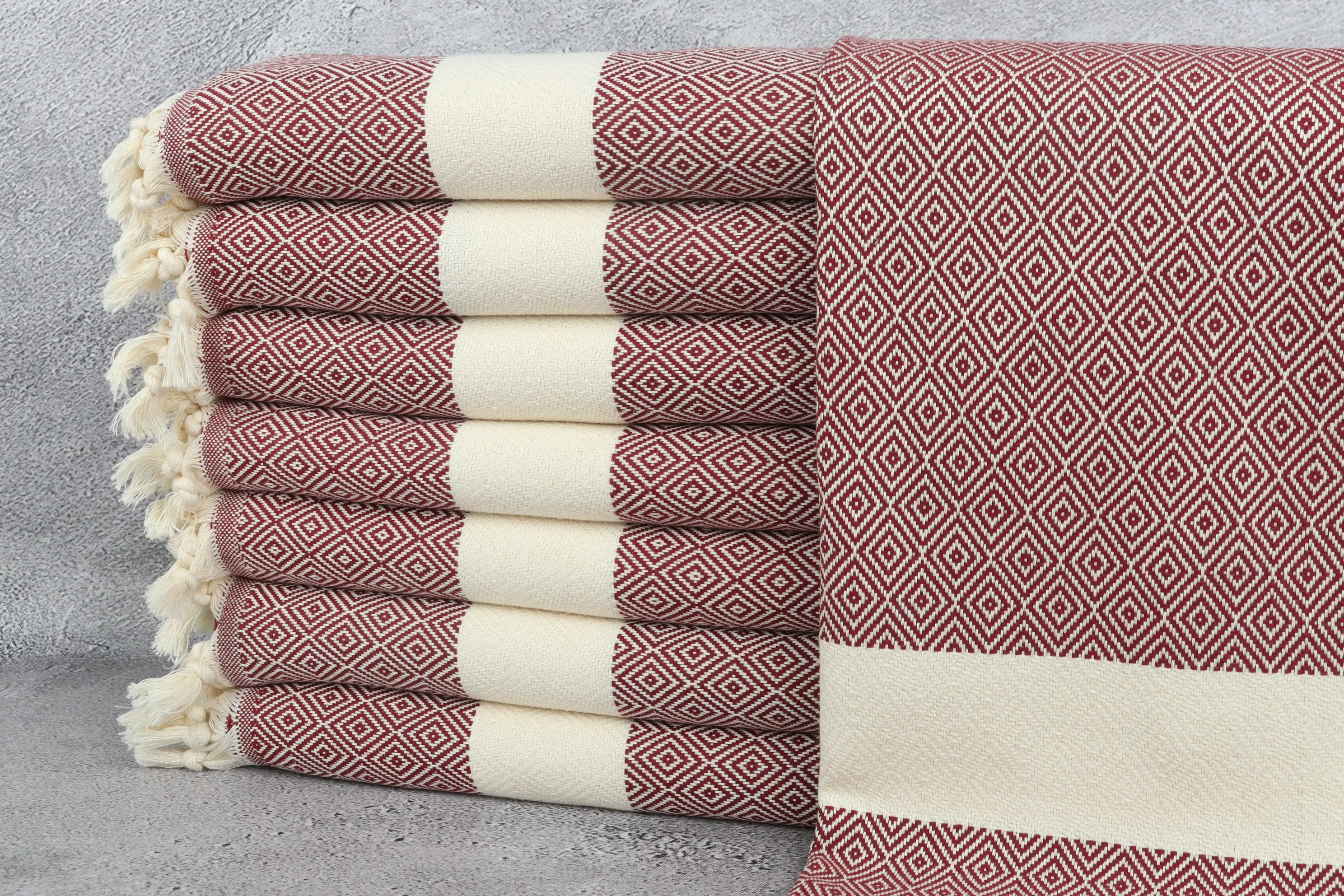 Burgundy Cotton Dish Towel Hand Towel Monogrammed, 20x36 Inches - 1