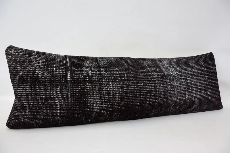 Handmade Pillow Cover, Boho Pillow, Farmhouse Pillow, Gift Pillow, Cushion Cover, 16x48 Black Pillow Case, Luxury Cushion Cover, Pillow for Couch - 3