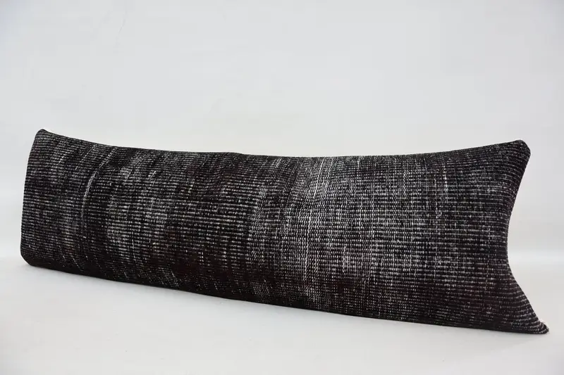 Handmade Pillow Cover, Boho Pillow, Farmhouse Pillow, Gift Pillow, Cushion Cover, 16x48 Black Pillow Case, Luxury Cushion Cover, Pillow for Couch - 6