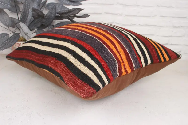 Designer Throw Cushion, Interior Designer Pillow, Vintage Kilim Throw Pillow, 20x20 Orange Pillow Case, Pillow for Couch, Cushion Case - 6