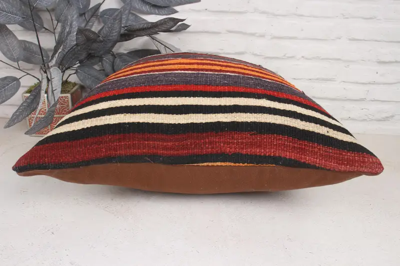 Designer Throw Cushion, Interior Designer Pillow, Vintage Kilim Throw Pillow, 20x20 Orange Pillow Case, Pillow for Couch, Cushion Case - 5