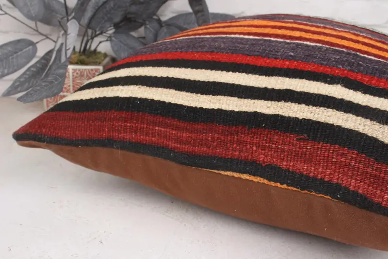 Designer Throw Cushion, Interior Designer Pillow, Vintage Kilim Throw Pillow, 20x20 Orange Pillow Case, Pillow for Couch, Cushion Case - 7